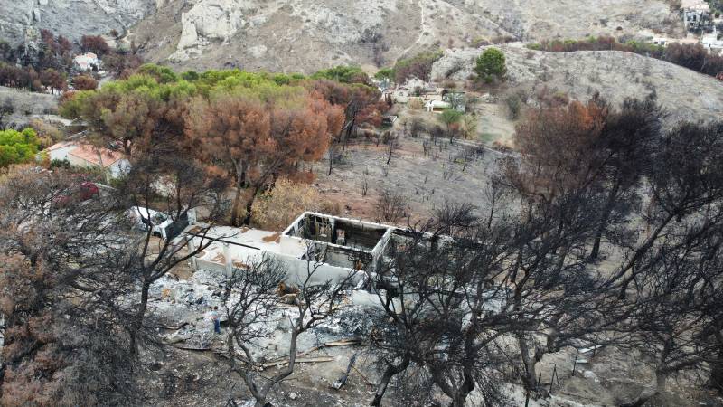 Vue jardin après incendie